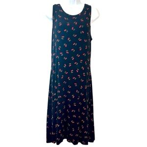 Coldwater Creek 90s Y2K Cherry Print Slinky Knit Dress Size S